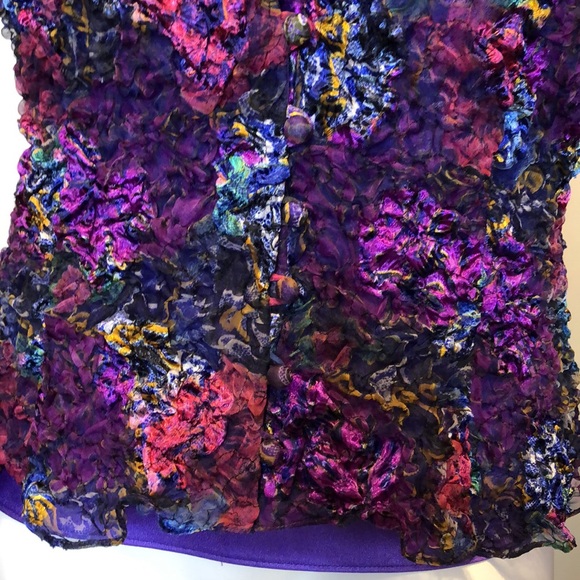 Farinae Collections 2pc Purple Multicolor Chic Textured Jacket 10* - Picture 7 of 17